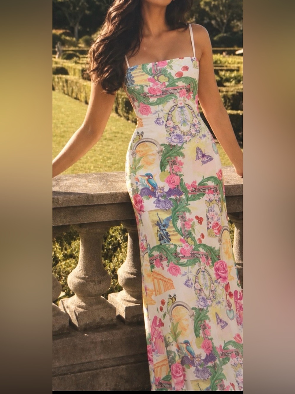 AFRM Shea Floral A-Line Maxi Dress in Roman Mix. Small